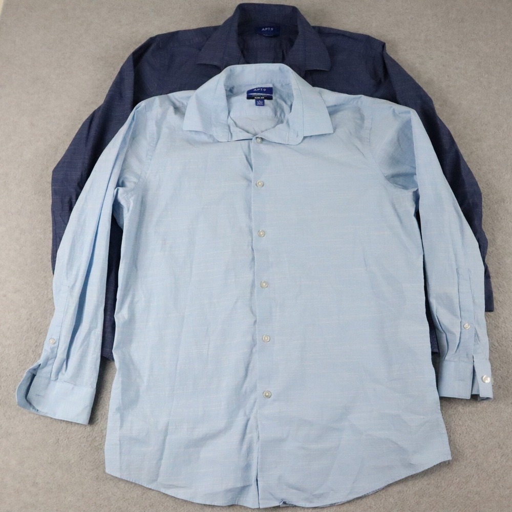 Apt 9 Shirt Mens Large 16-16.5 32/33 Premier Flex Slim Fit Button Up Lot of 2